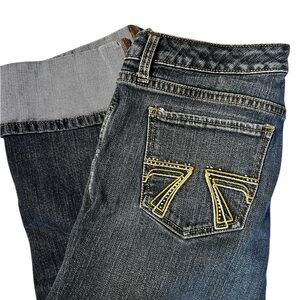 Seven7 women’s cropDenim Jeans with Yellow accents